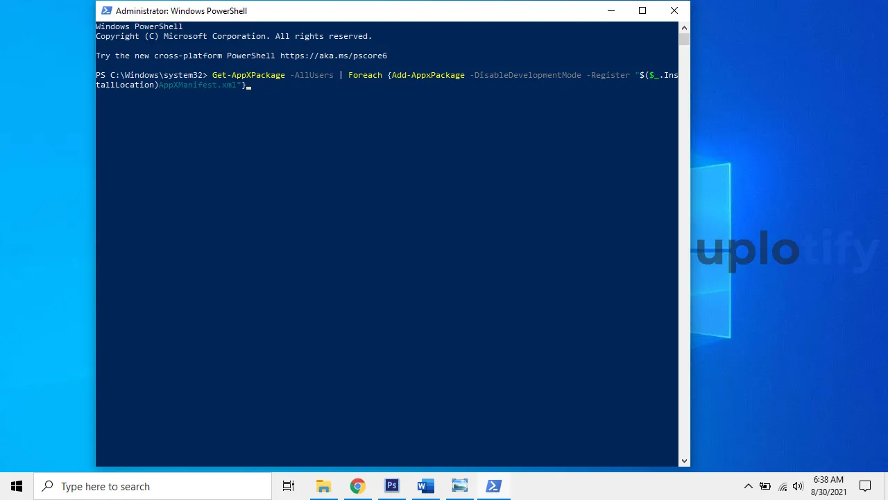 Mulai Perintah di Jendela Powershell