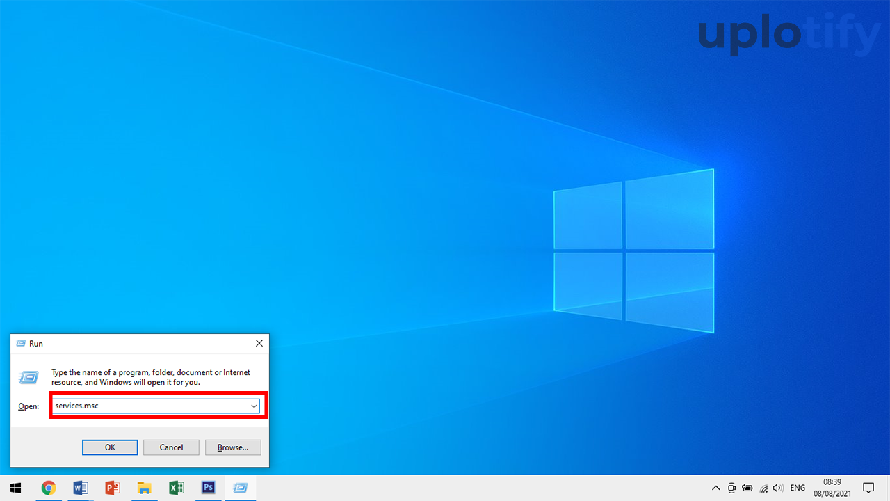 Ketik Services msc di Windows Run