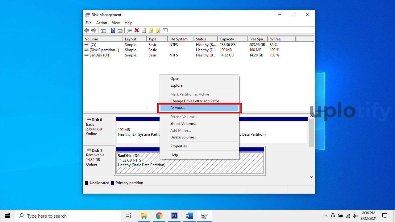 Pilih Opsi Format Flashdisk