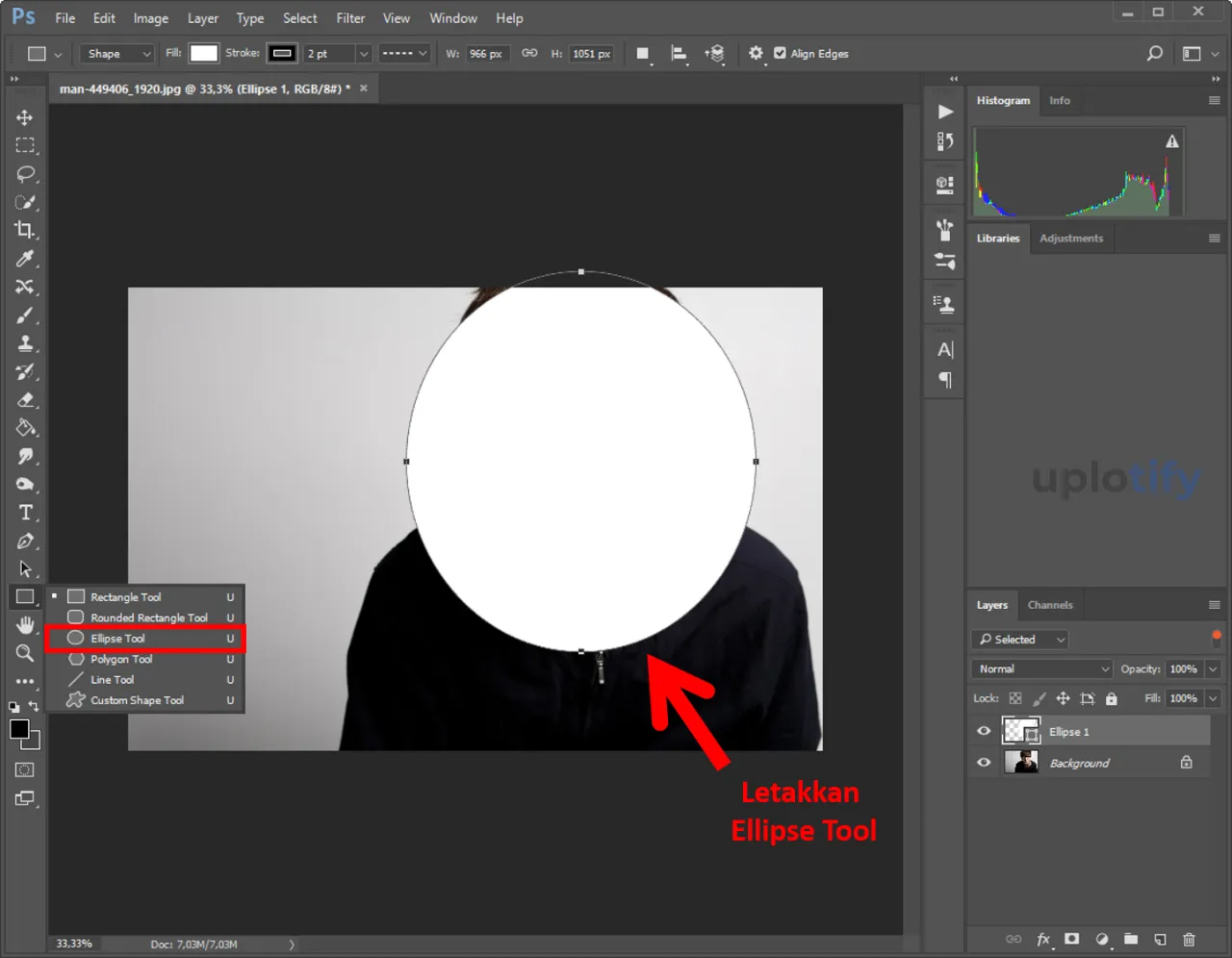 Atur Ukuran Ellipse Tool