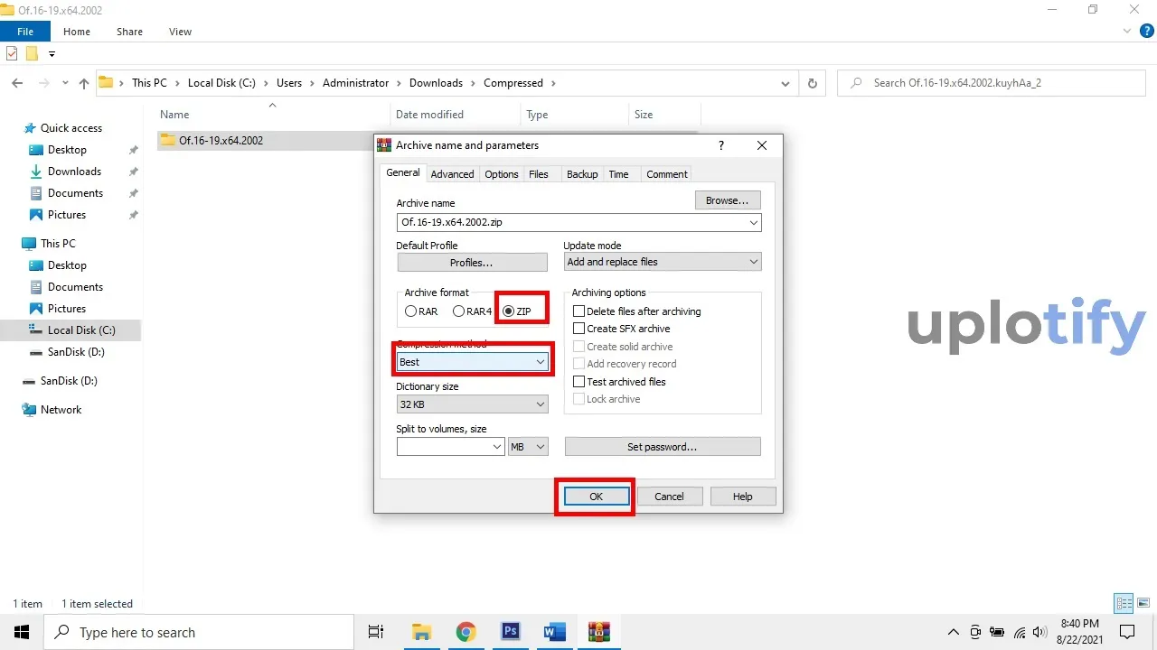 Setting Pengaturan Kompresi File di Winrar