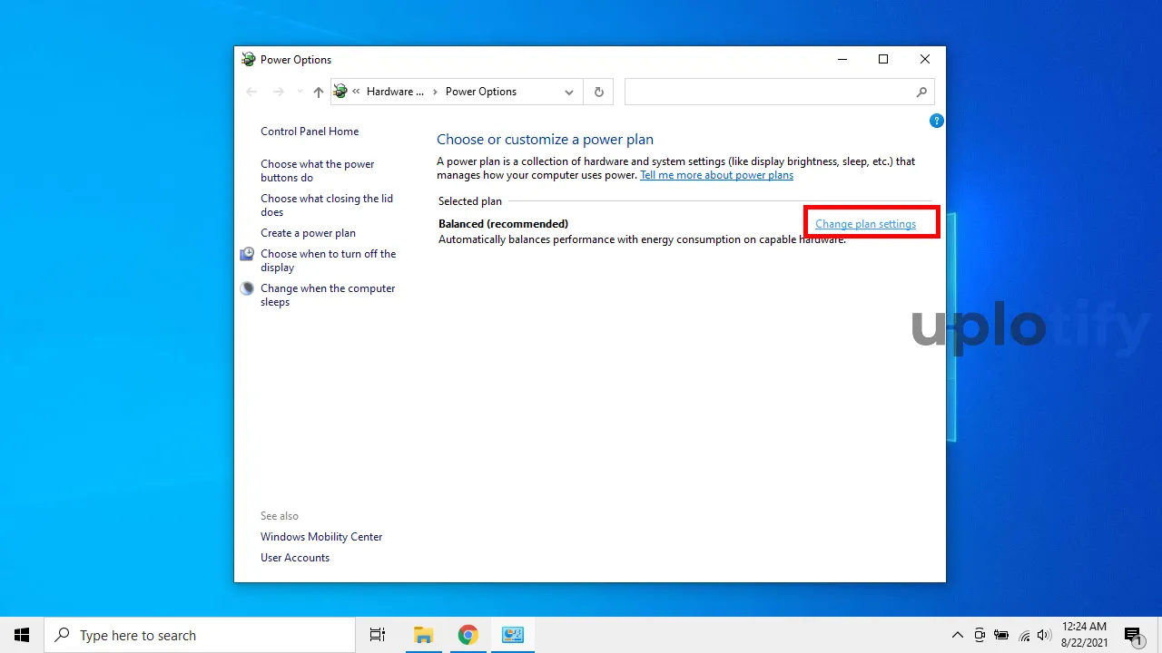 Klik Pada Opsi Change Plan Settings