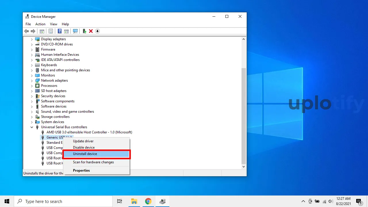 Buka Universal Serial Bus Controller Lalu Pilih Uninstall Device
