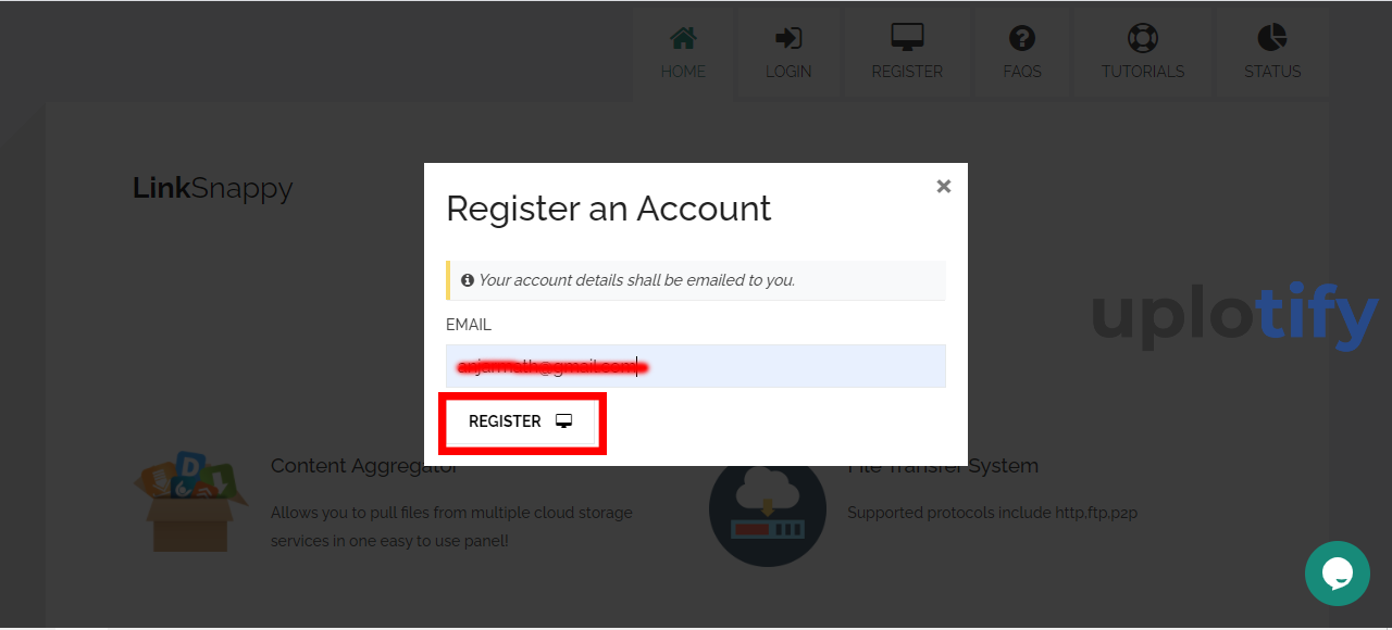 Registrasi Email di Snappy