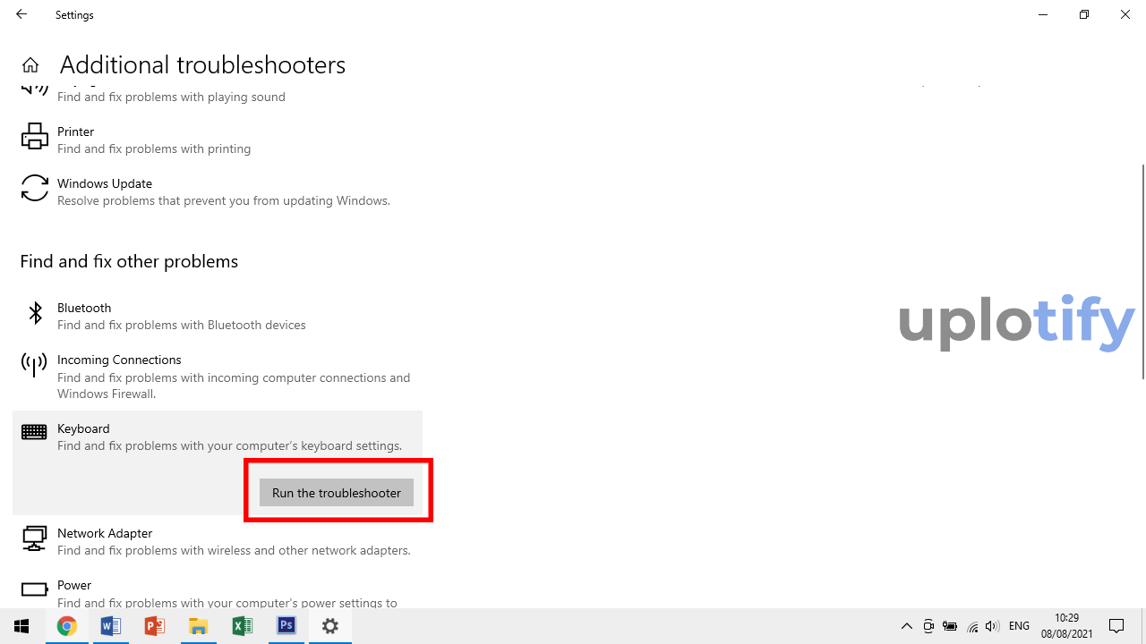 Klik Run The Troubleshooter Pada Keyboard