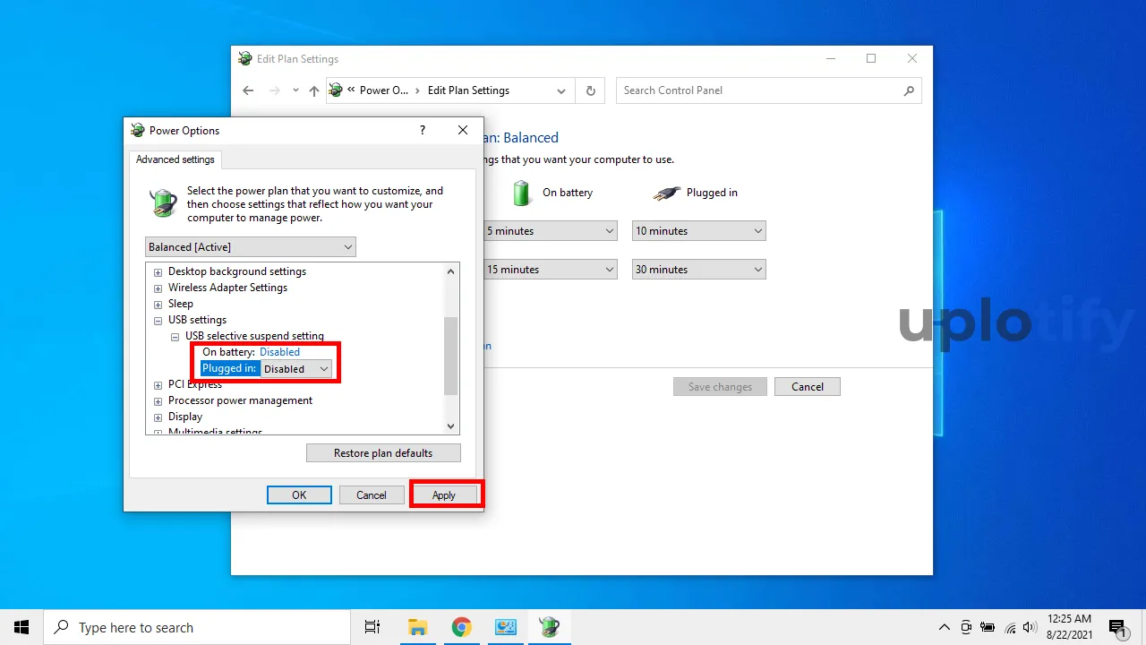 Buka USB Setting Lalu Buka USB Selective Suspend Settings