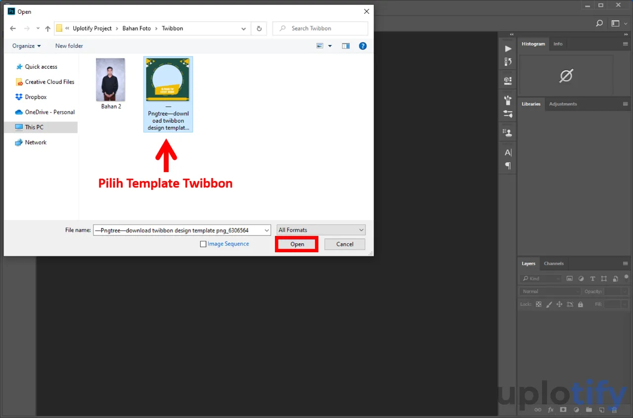 Import Template Twibbon ke Photoshop