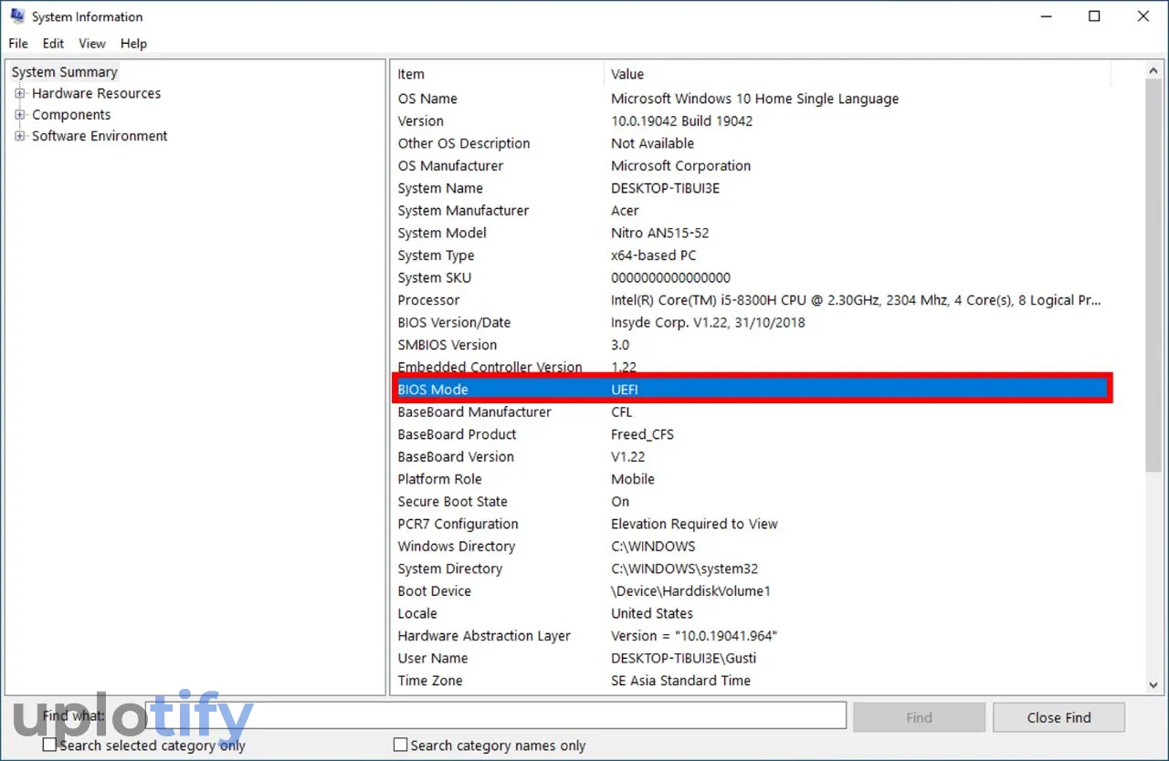 Lihat Kolom BIOS Mode