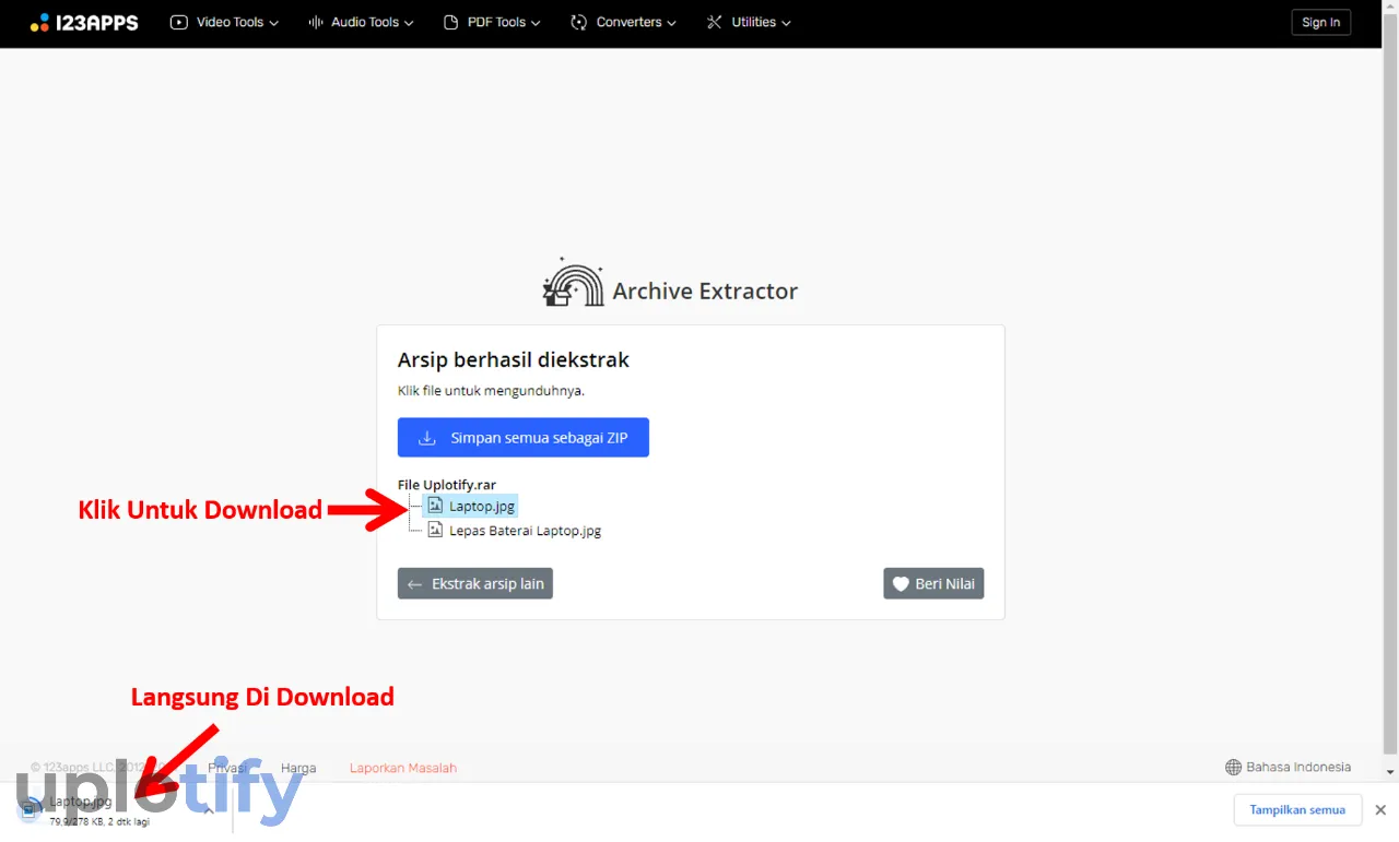 Mengunduh File yang Sudah Di Ekstrak