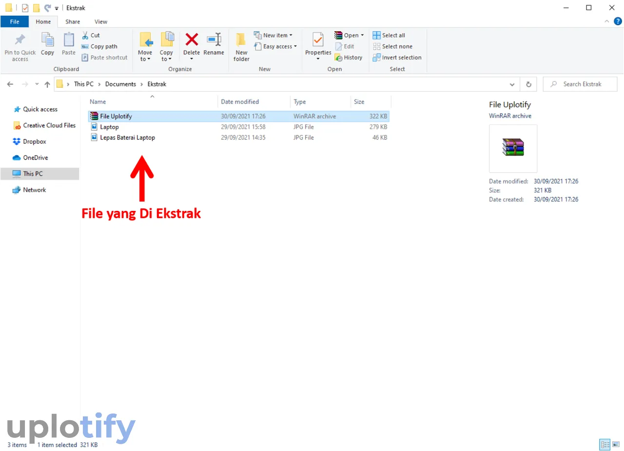 File RAR PC Berhasil Di Ekstrak