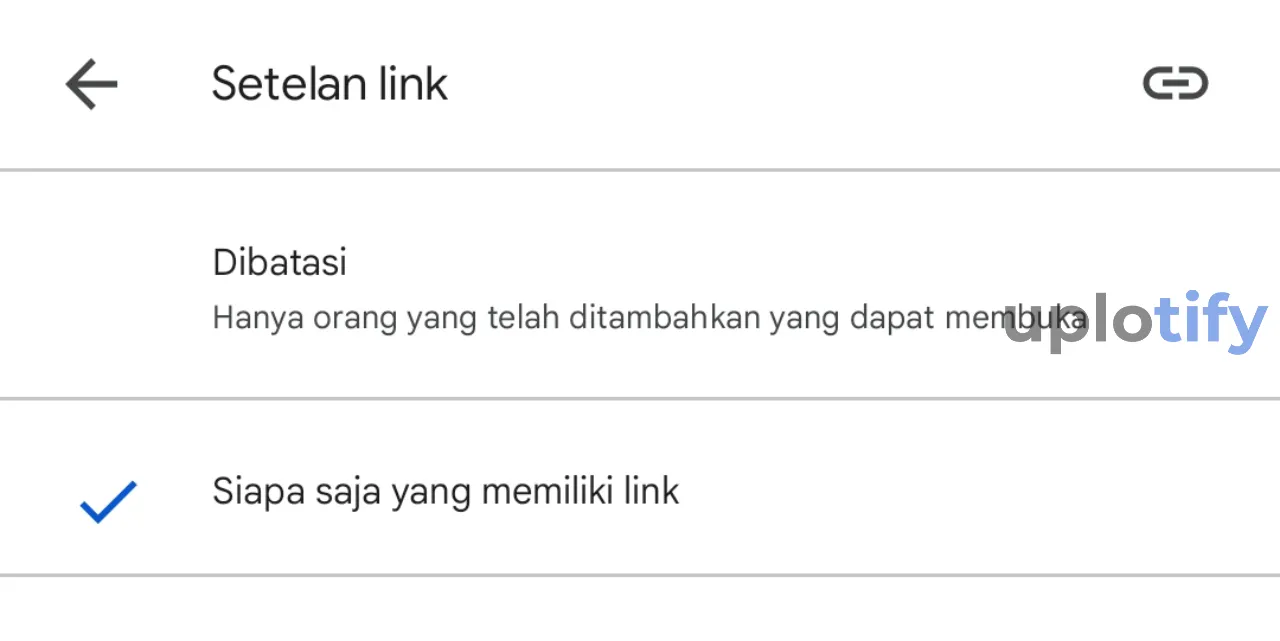 Ubah Setting Menjadi Siapa Saja yang Memiliki Link