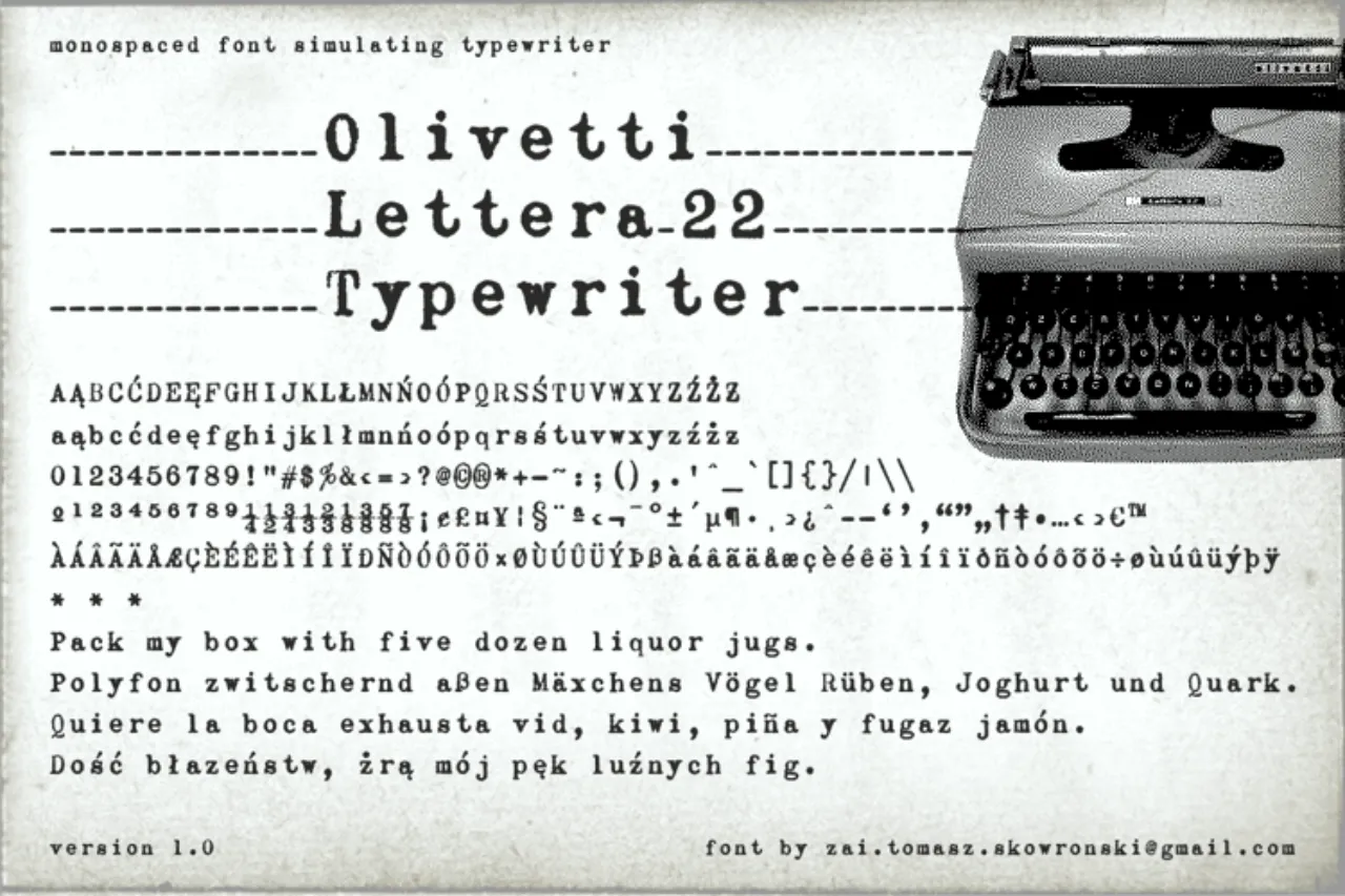 Font Mesin Ketik Olivetti Lettera 22 Typewriter