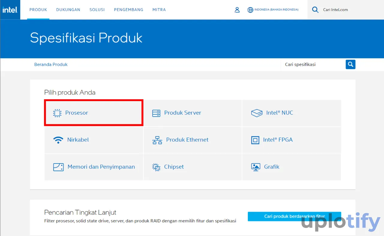 Klik Opsi Processor