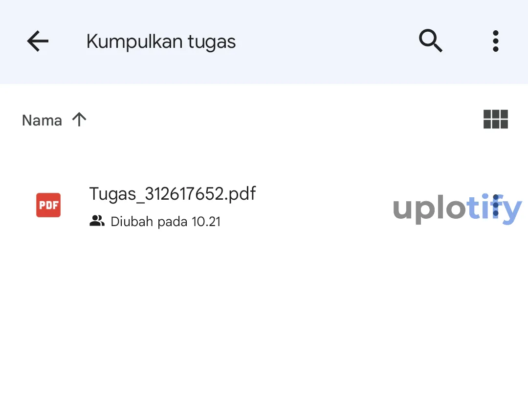 Tugas Berhasil diupload di Drive