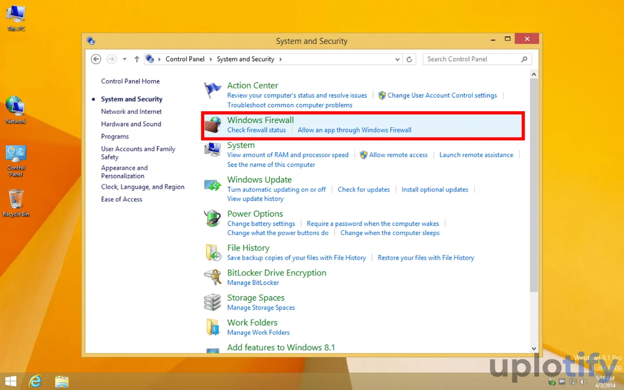 Pilih Windows Firewall di Windows 8