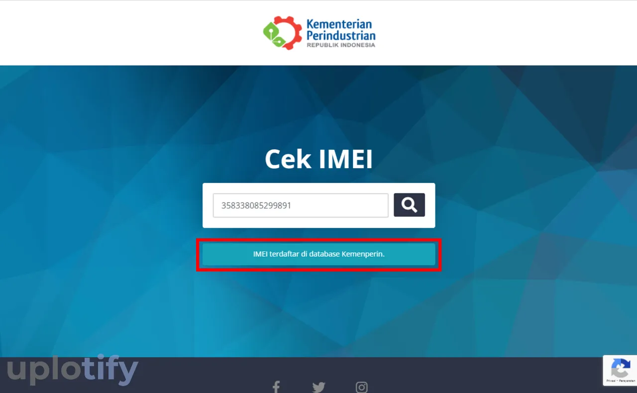 Pesan Nomor IMEI Terdaftar