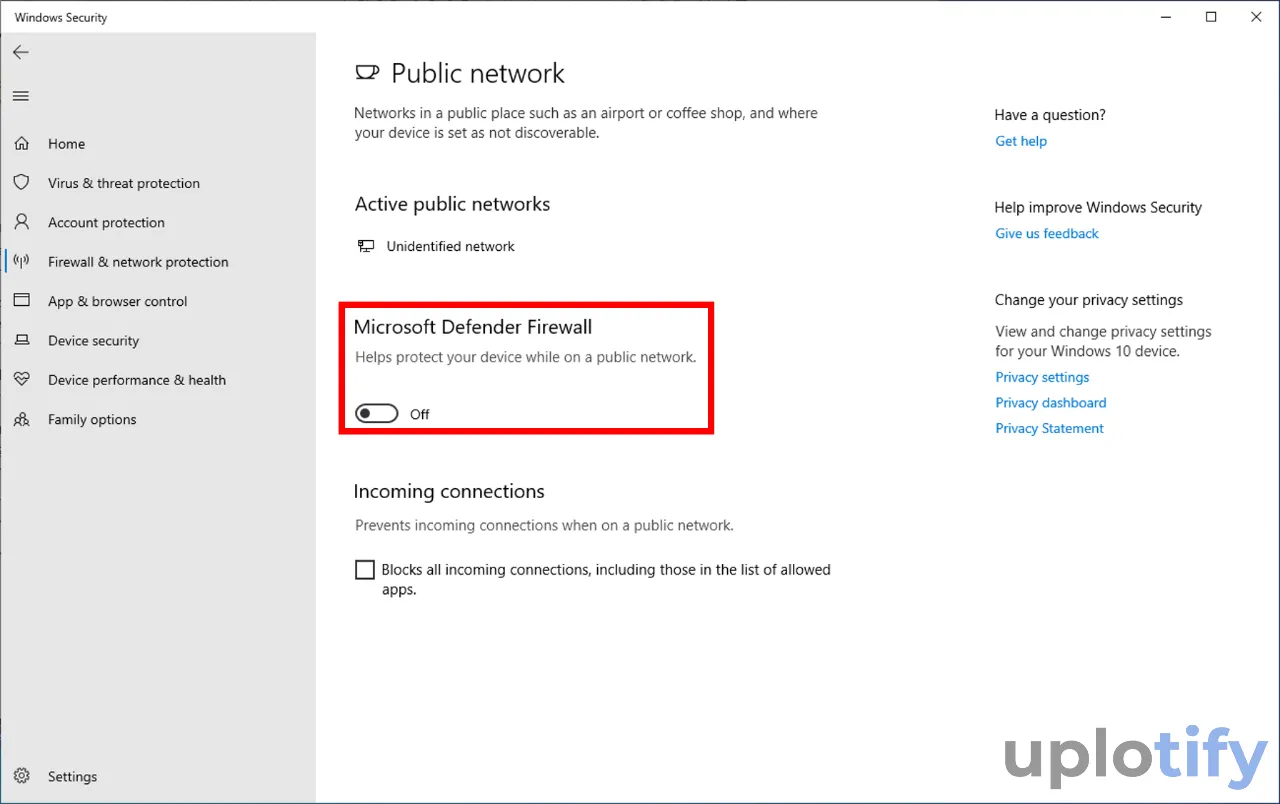 Matikan Firewall Public di Windows 10
