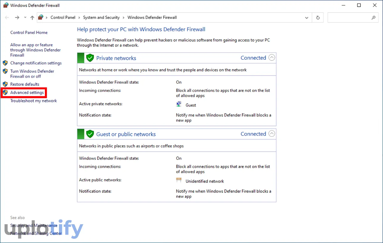 Buka Advanced Settings