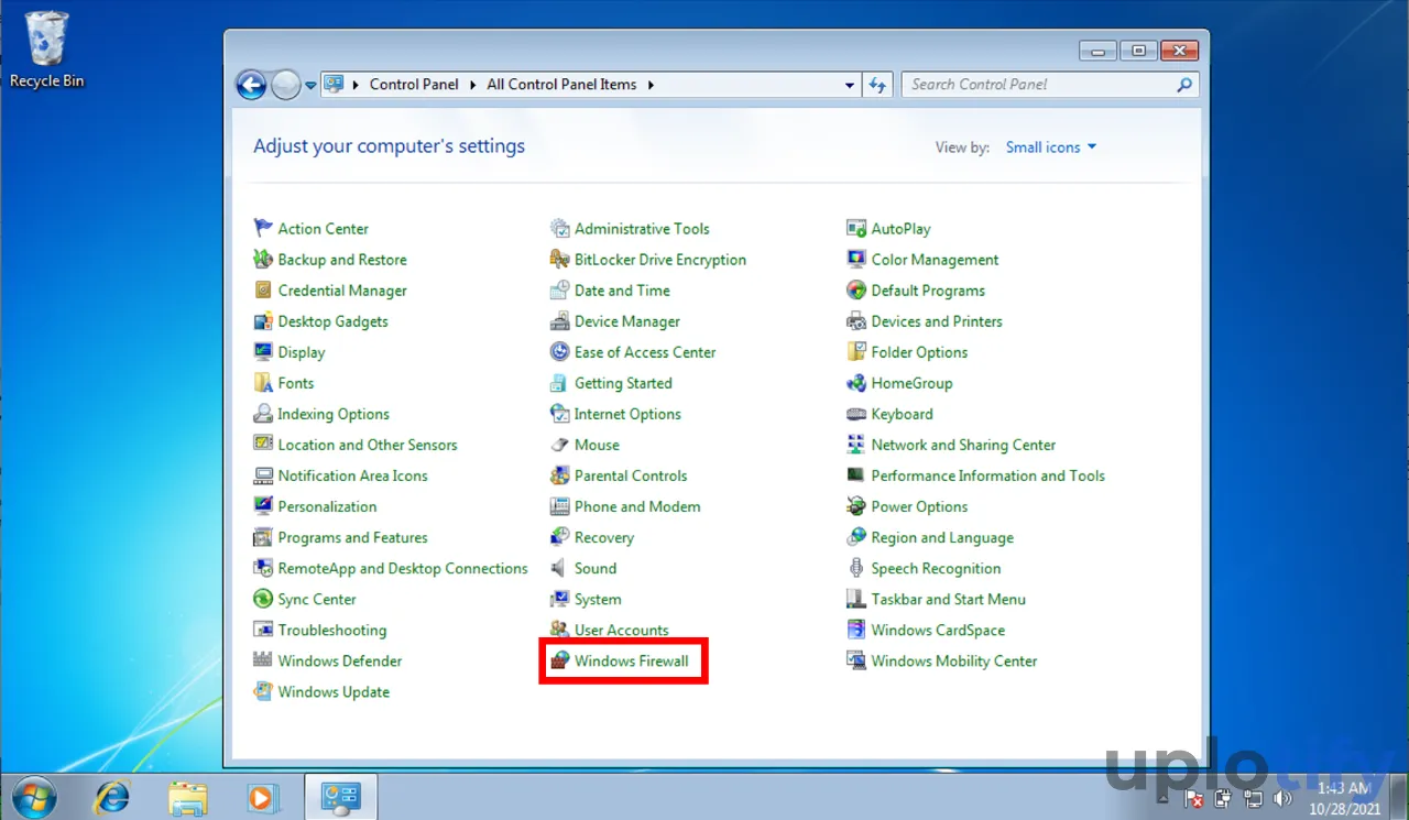 Buka Windows Firewall di Windows 7