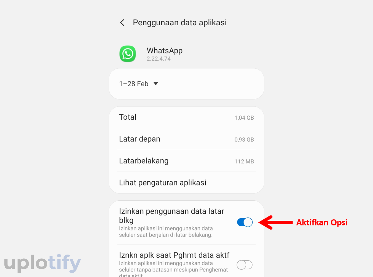 Mengaktifkan Izin Penggunaan Data Latar Belakang