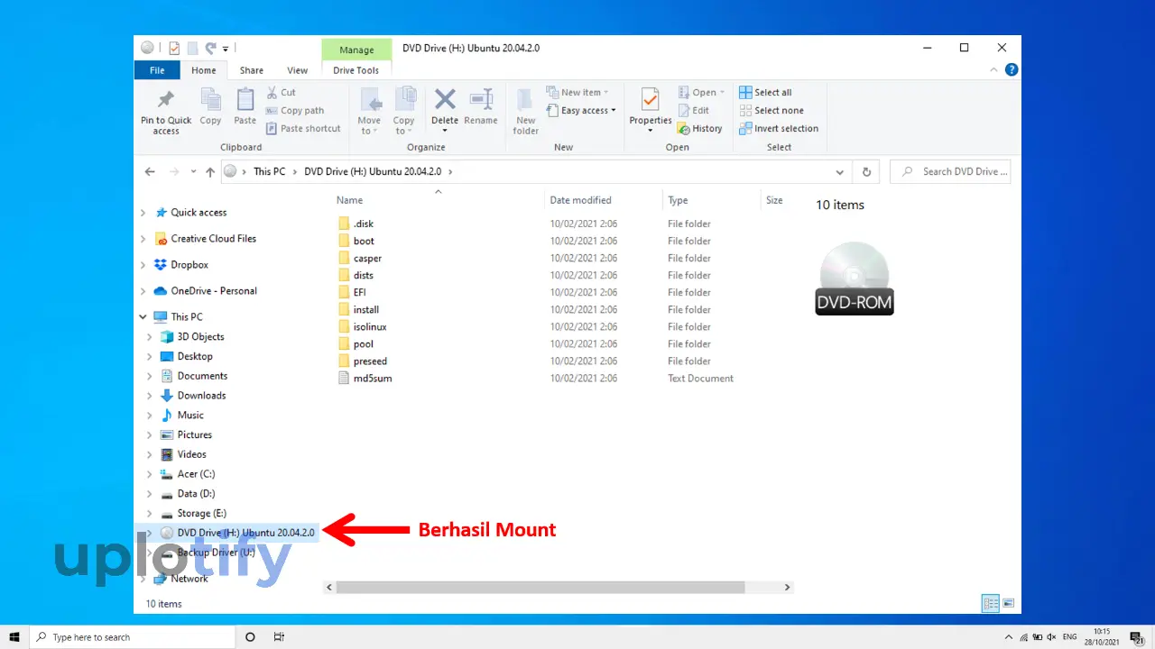 Contoh Mount File ISO Tanpa Software