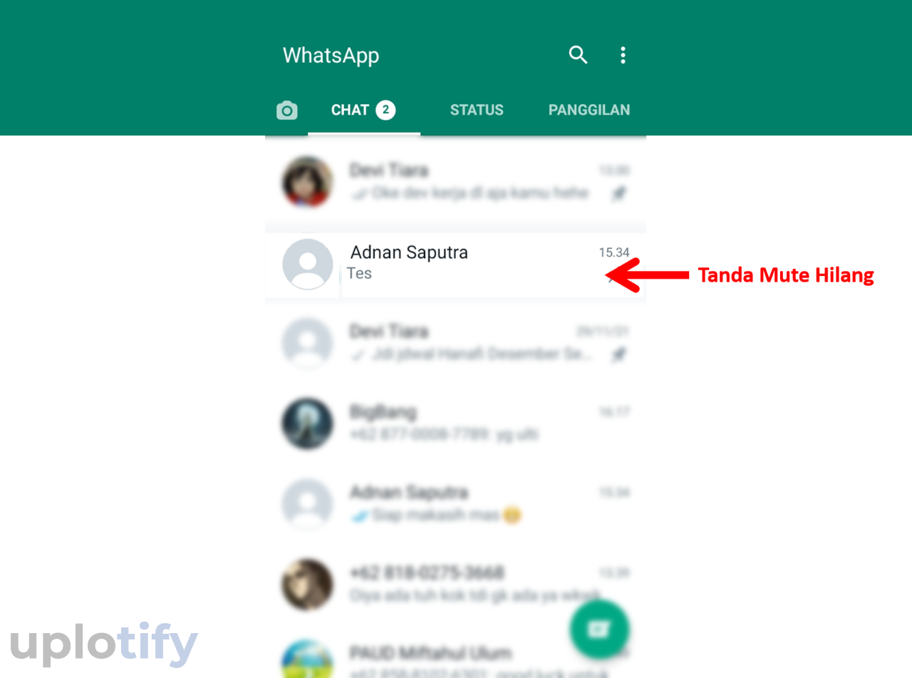 Berhasil unmute chat di WhatsApp