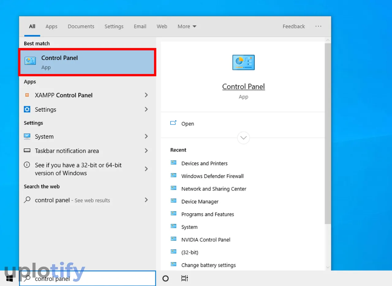 Buka Control Panel Windows