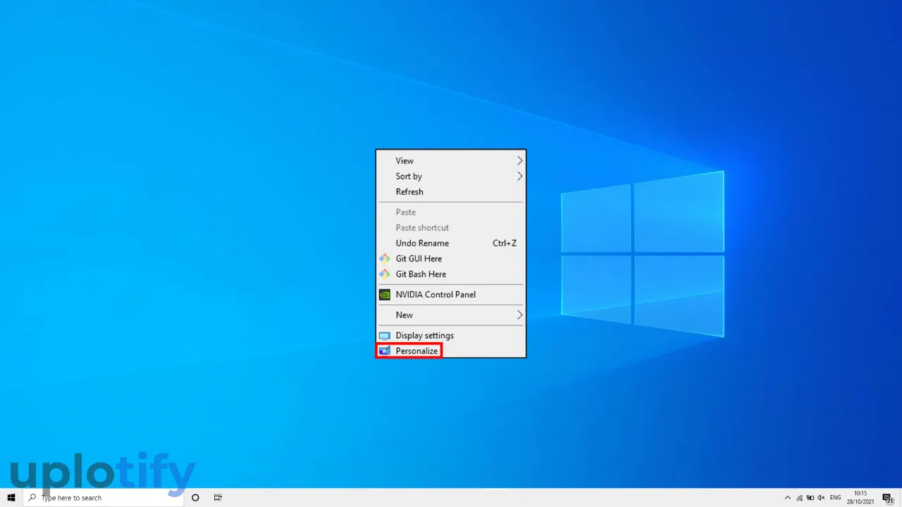 Buka Opsi Personalize Windows