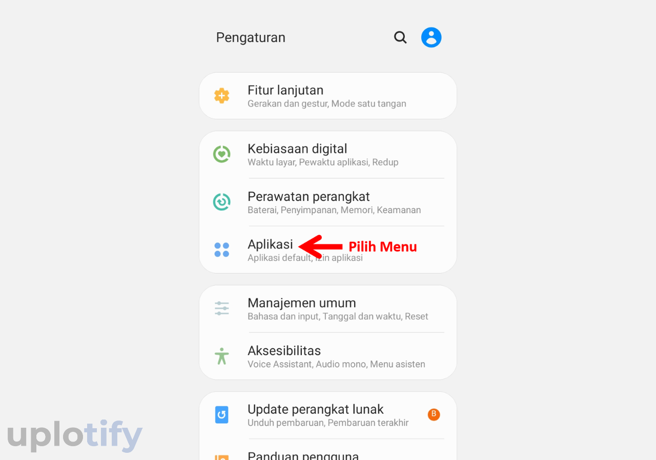 Ketuk pengaturan aplikasi WhatsApp