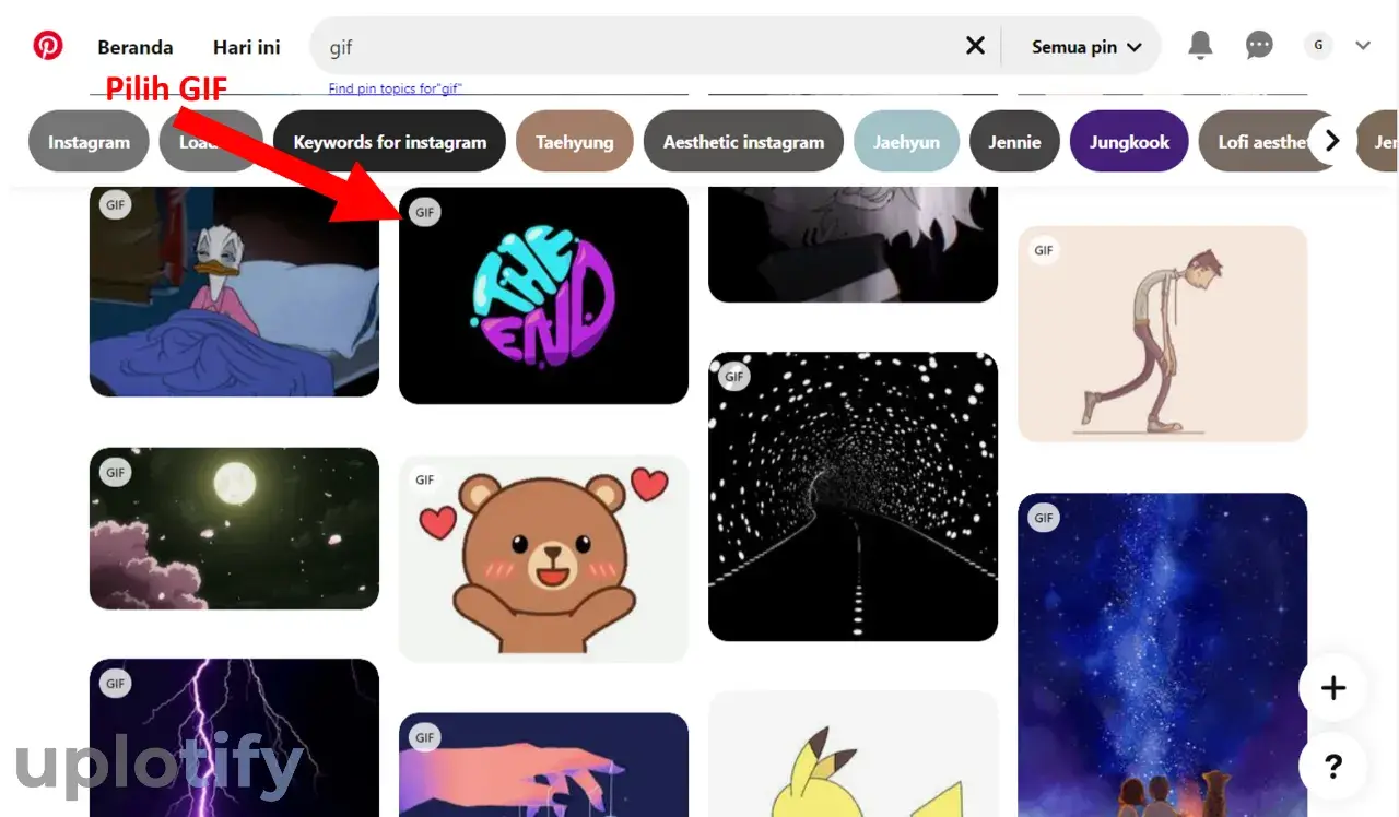 Cari GIF Melalui Pinterest