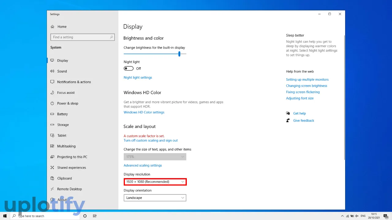 Opsi Cek Display Resolution