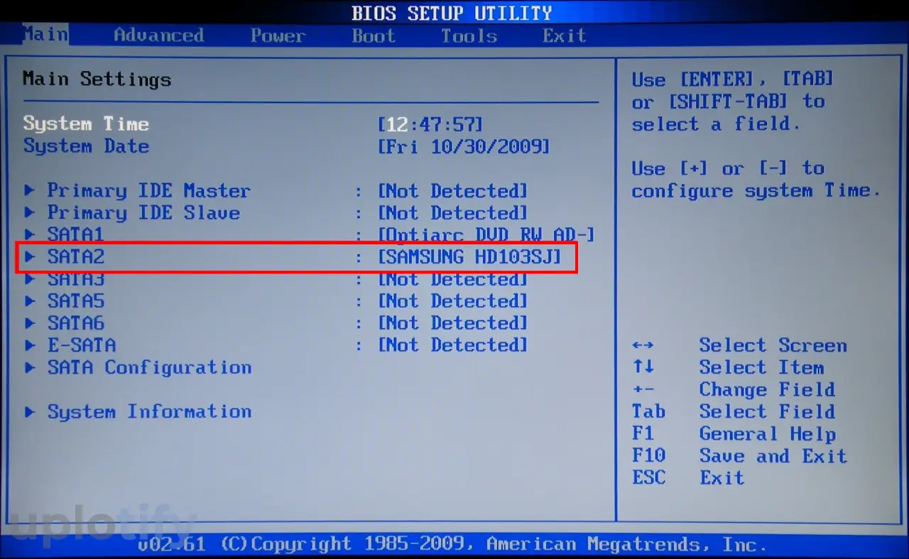 Halaman Cek Harddisk di Bios