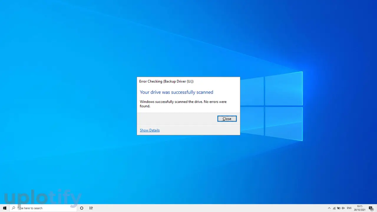 Contoh Berhasil Check Disk Windows