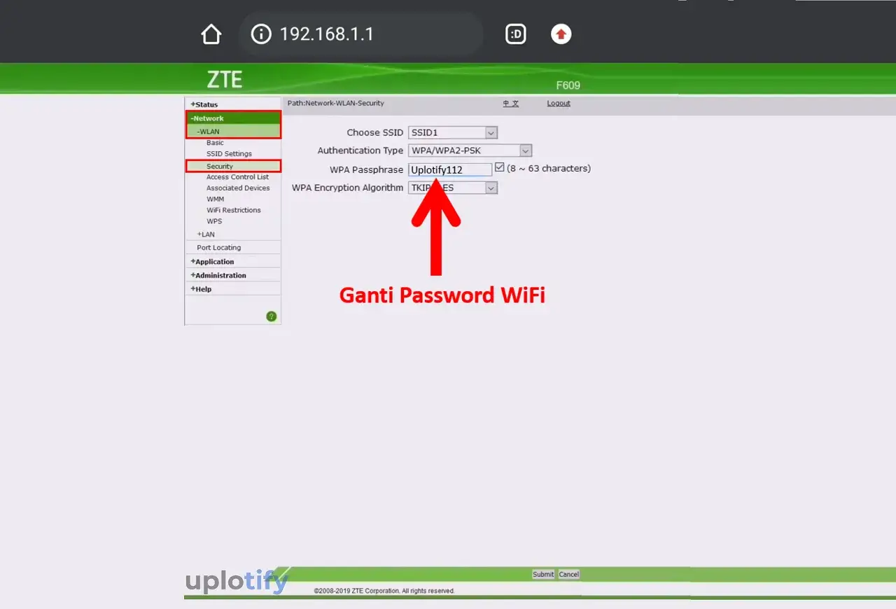 Ubah Password WiFi IndiHome ZTE Lewat HP