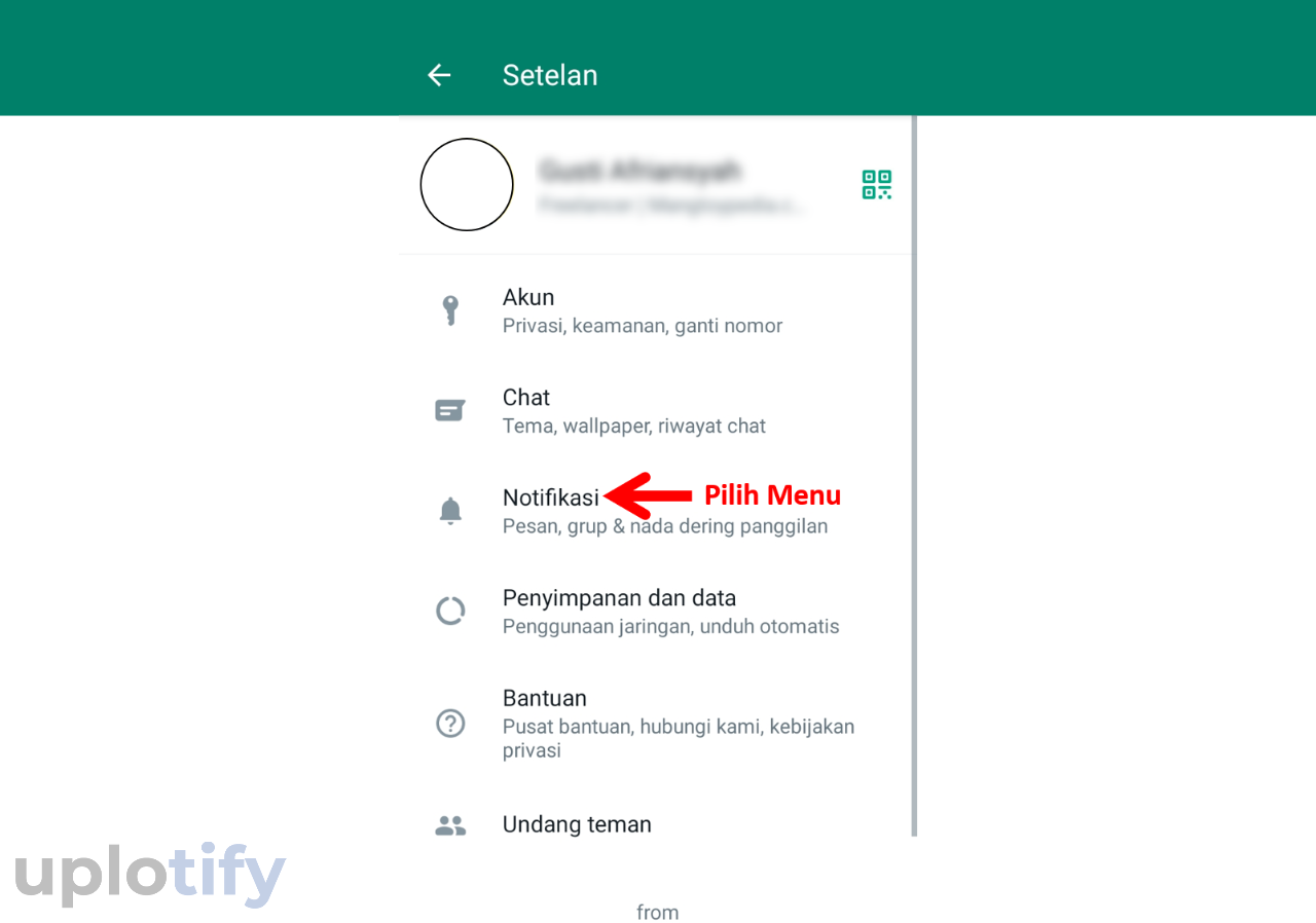 Pilih Menu Notifikasi WA