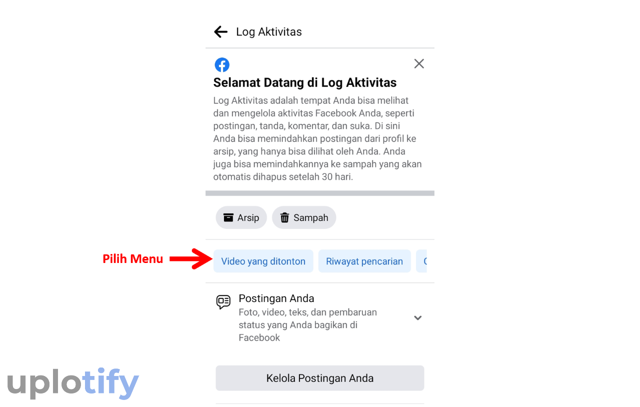 cari tab video yang ditonton