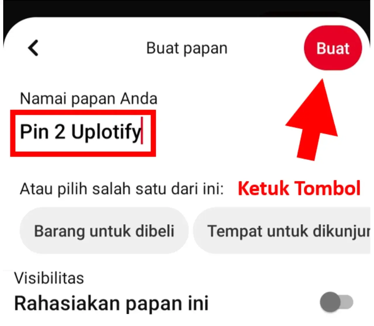 Lakukan Konfirmasi Buat Papan Pinterest