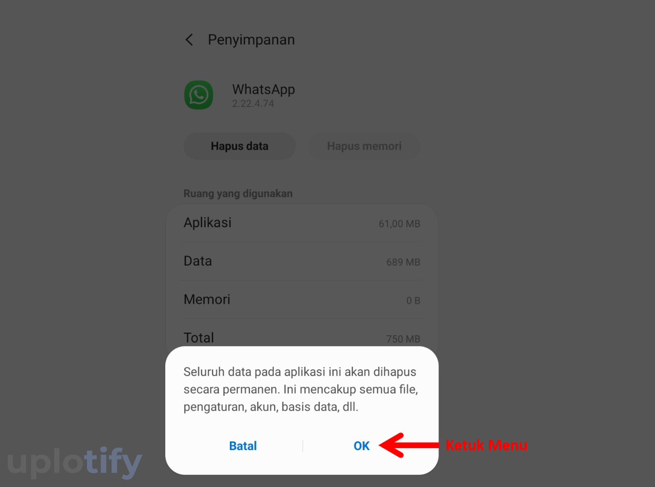 Konfirmasi Hapus Data WhatsApp