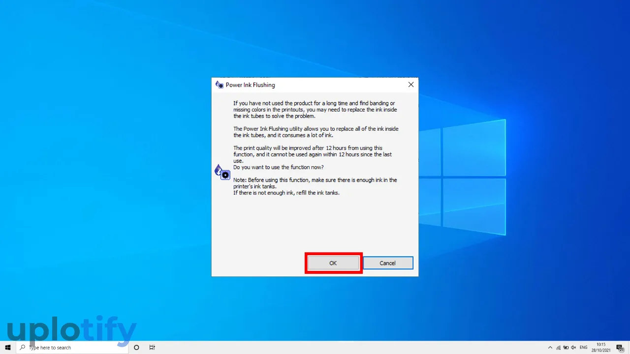 Konfirmasi Penggunaan Ink Flushing