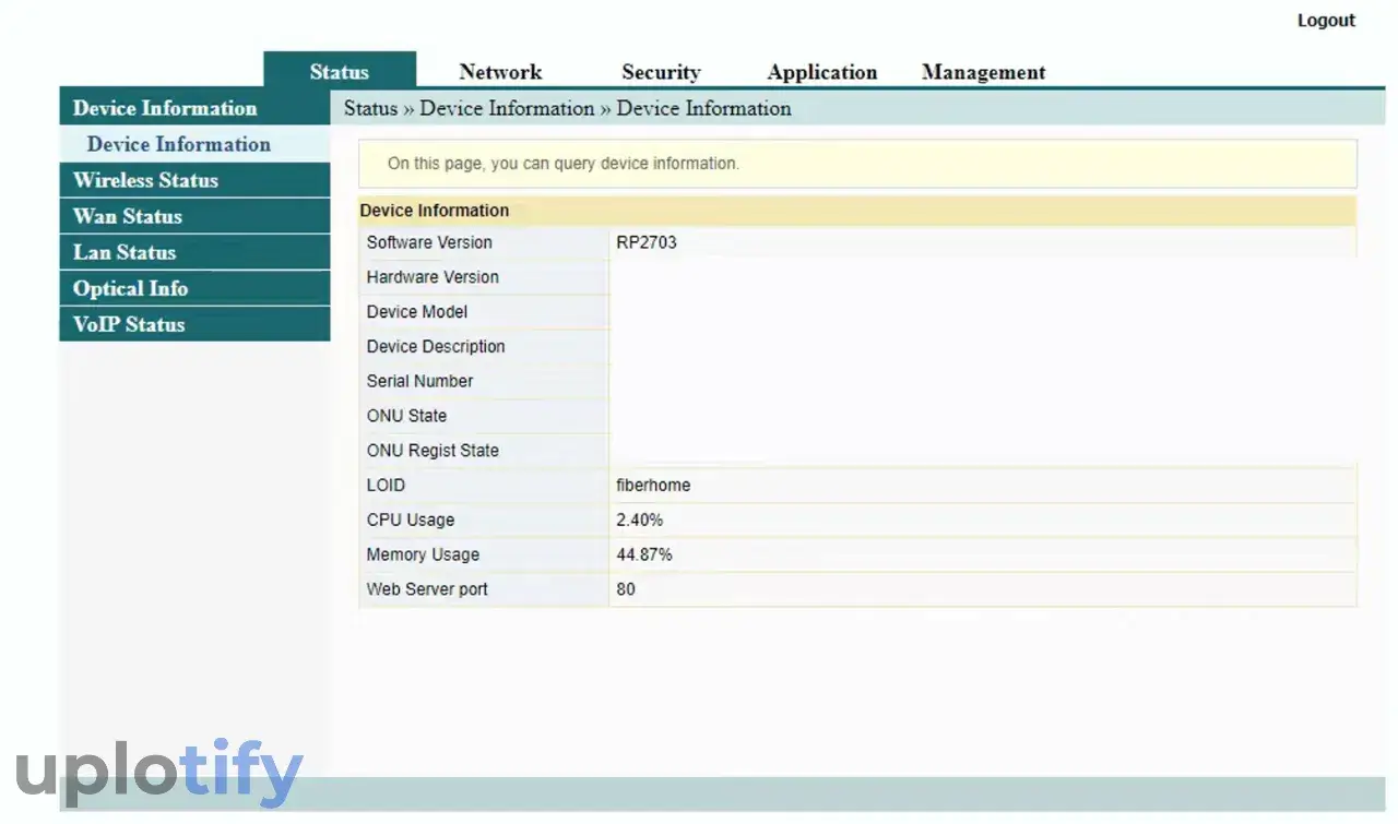 Buka Halaman Admin Fiberhome