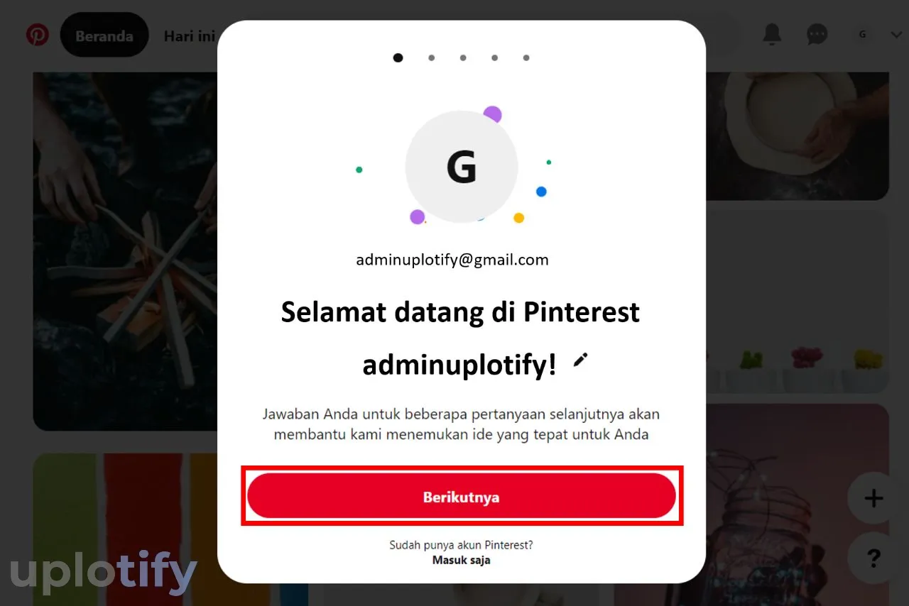 Klik Berikutnya di Pinterest