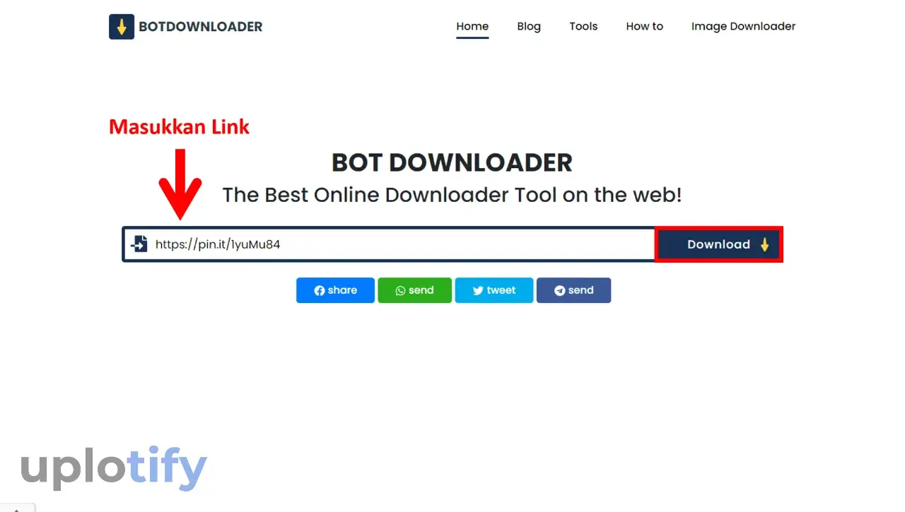 Paste Link di Bot Downloader