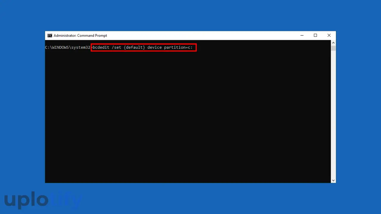 Ketik Perintah bcdedit set default