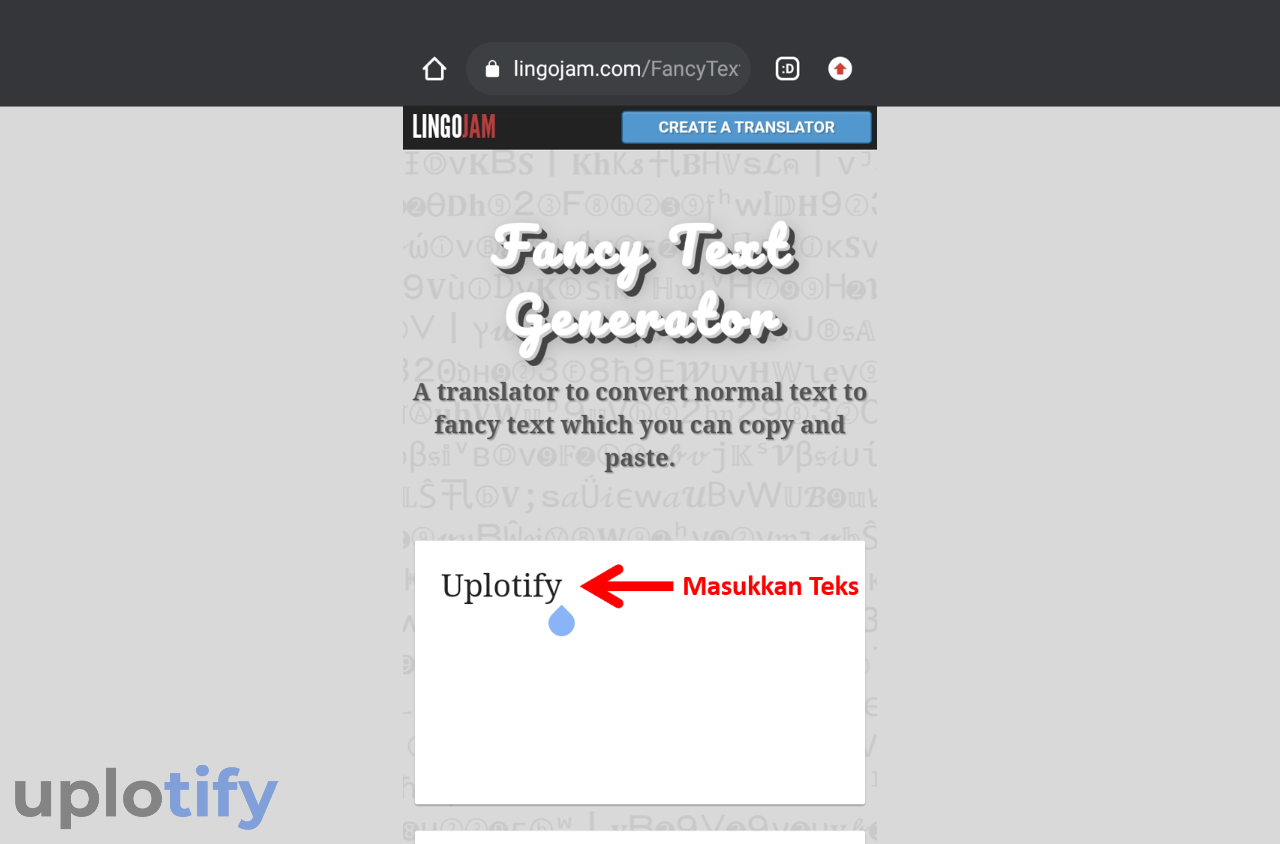 Ketik Teks di Situs Fancy Text Generator