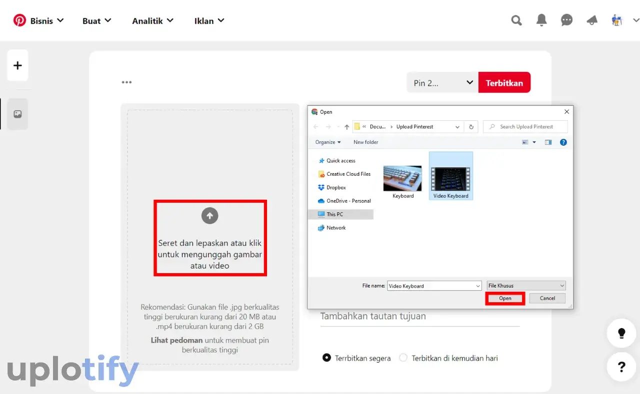 Unggah Video ke Pinterest