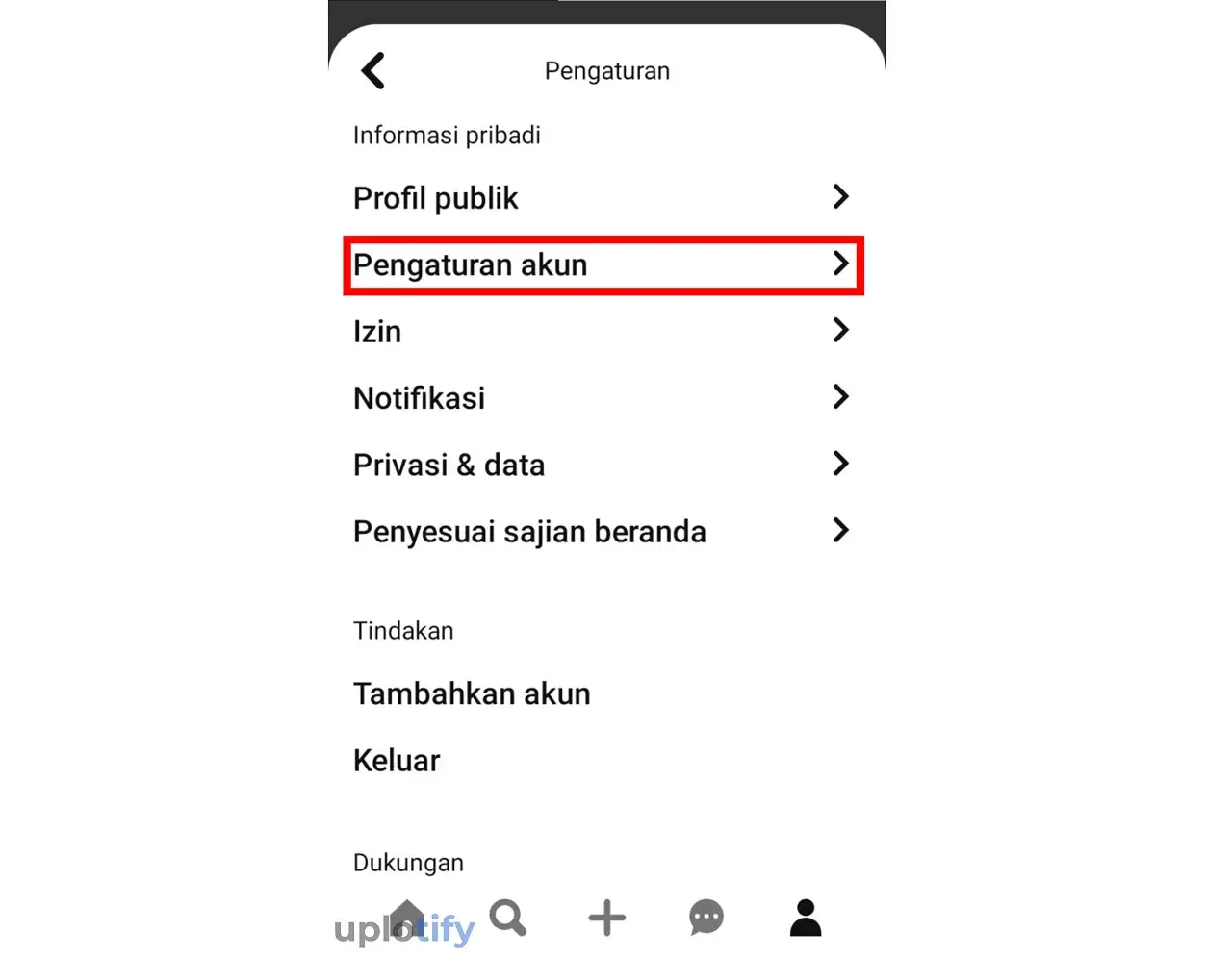 Opsi Pengaturan Akun Pinterest