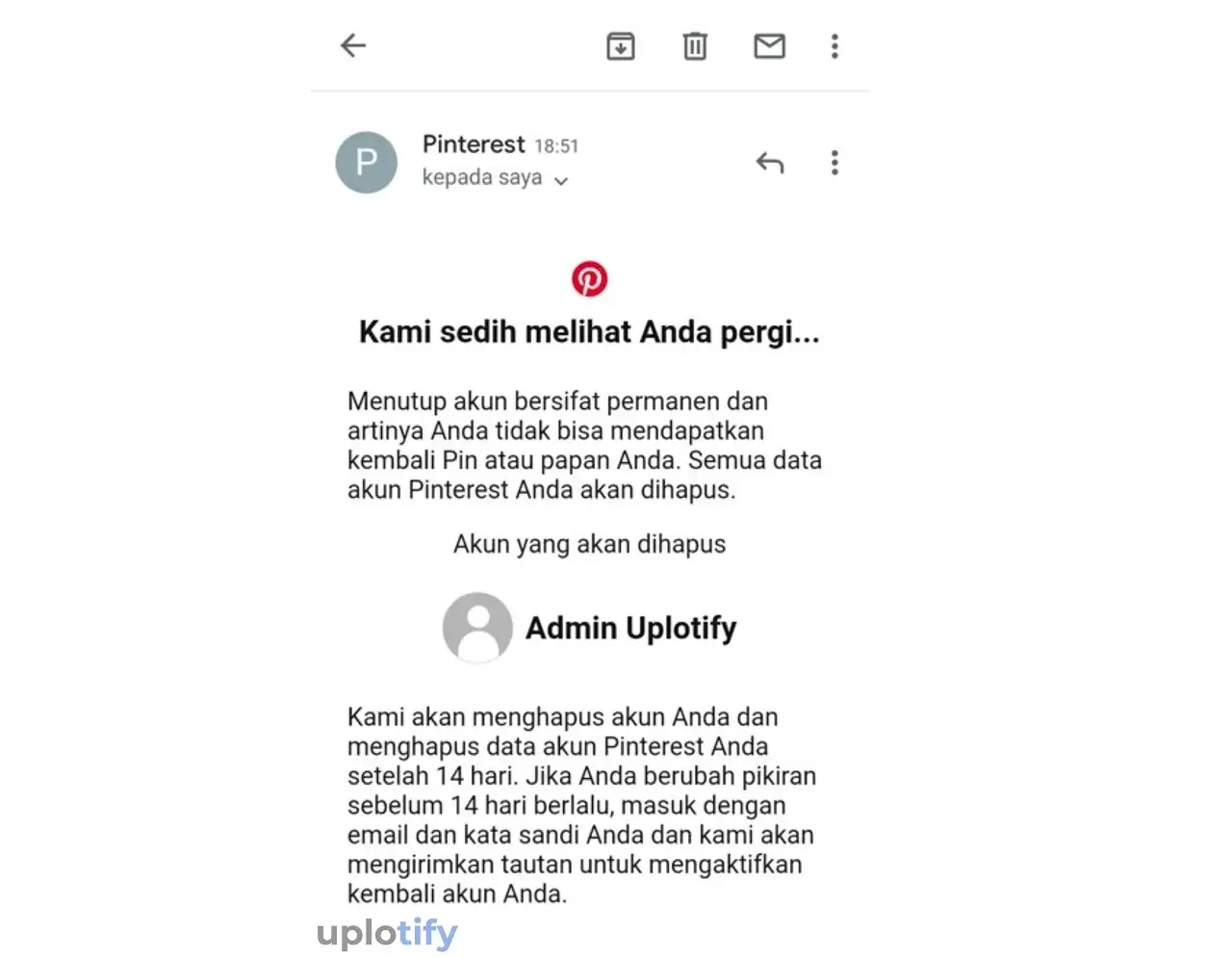 Notifikasi Email Pinterest