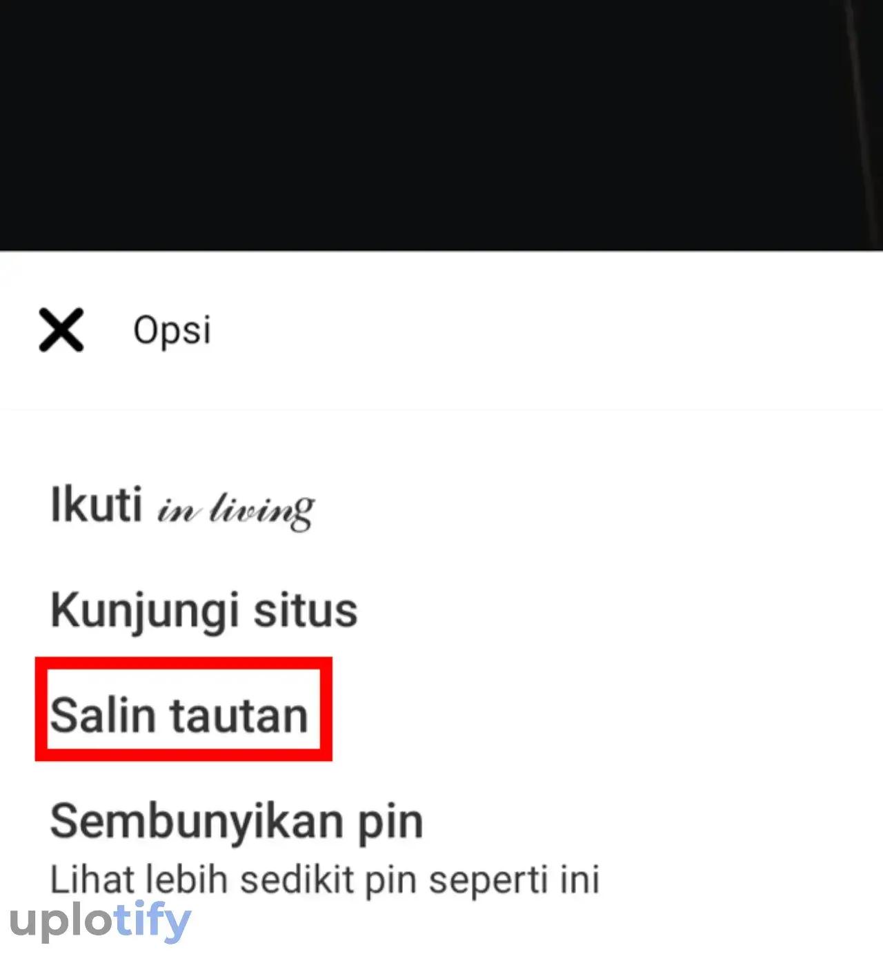 Menu Salin Tautan Pinterest