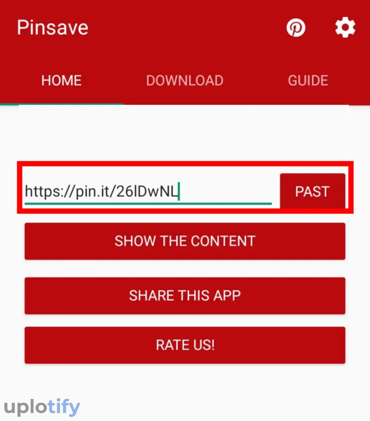 Masukkan Link ke Pinsave