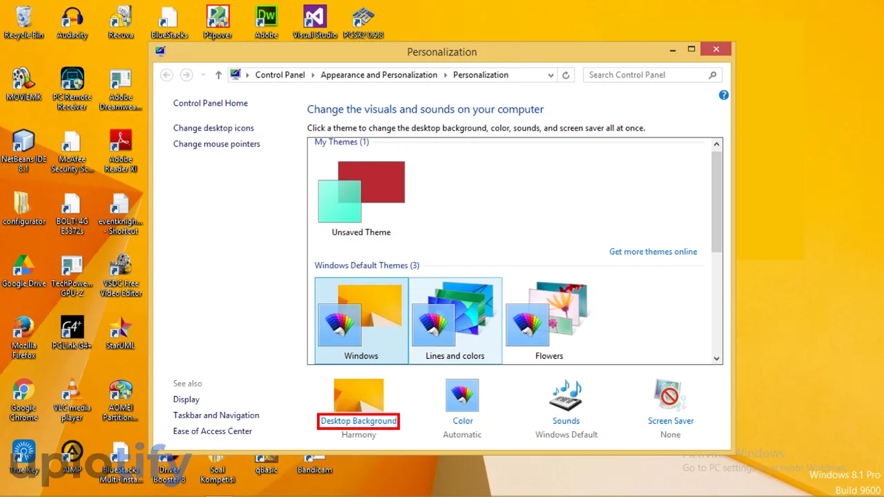 Pilih Desktop Background di Windows 8